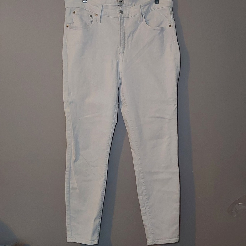 J Crew Women's 9in High-Rise Toothpick White Jean Pants Size 32